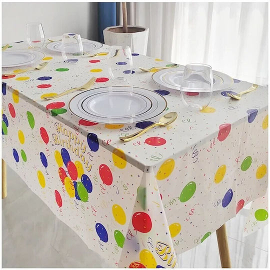 Husă De Masă Flippy Din Peva Print Balon La Mulți Ani 137 X 274 Cm Impermeabilă Rezistentă La Pete Curățare Rapidă Multicoloră