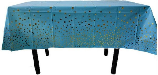 Tablecloth Flippy Foil Gold Stars Print Waterproof 137 X 183 Cm Blue