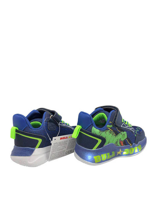 T-rex Παιδικά Sneakers με Σκρατς & Φωτάκια Μπλε