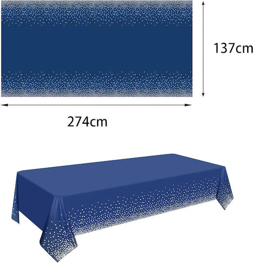 Husă De Masă Pentru Petreceri Flippy Made Peva Argintiu Cu Buline Imprimat 137 X 274 Cm Rezistentă La Apă Rezistentă La Pete Curățare Rapidă Albastru Închis