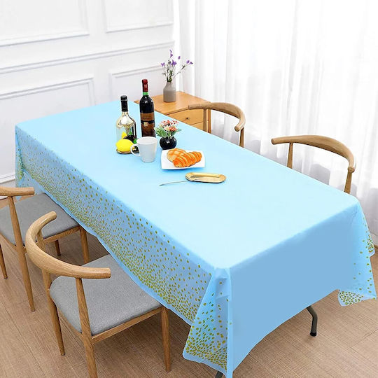 Husă De Masă Pentru Petreceri Flippy Made Peva Aurie Cu Buline Imprimat 137 X 274 Cm Rezistentă La Apă Rezistentă La Pete Curățare Rapidă Albastră