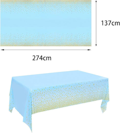 Husă De Masă Pentru Petreceri Flippy Made Peva Aurie Cu Buline Imprimat 137 X 274 Cm Rezistentă La Apă Rezistentă La Pete Curățare Rapidă Albastră