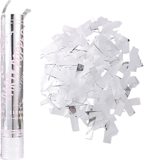 Tub Confetti Flippy Party Popper 30x5 Cm Confetti Lucioase Rezistente la Foc Eliberare Prin Răsucire Argintii