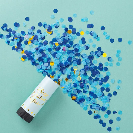 Tun Confetti Flippy Best Wishes 11 X 4 Cm Hârtie Albastră Fâșie Design Buline