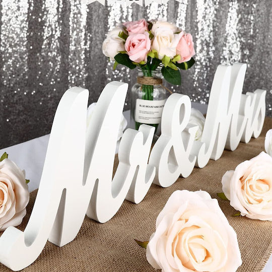 Table Decoration Flippy Mr Mrs Design Wedding Theme 10x20 Cm White