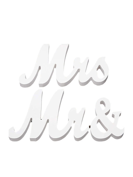 Decorațiune De Masă Flippy Mr Mrs Design Temă De Nuntă 10x20 Cm Albă