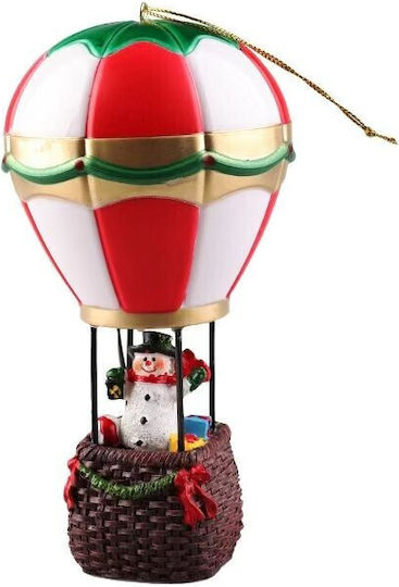 Decorațiune De Crăciun Balon Cu Aer Cald Tip Om De Zăpadă Flippy Balon Rășină Model Om De Zăpadă Cu Iluminare Led 17 X 5 X 5 Cm Gri Roșu