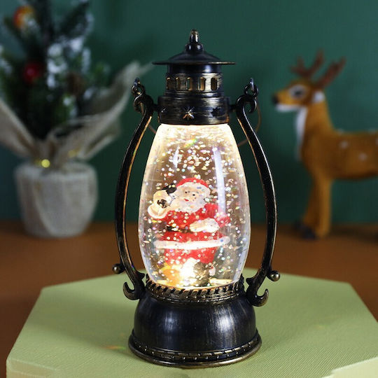 Crăciun Plastic Lampion Negru Baterie 14x7cm.