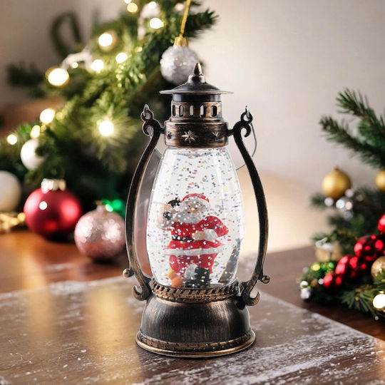 Crăciun Plastic Lampion Negru Baterie 14x7cm.