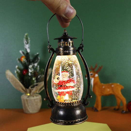 Crăciun Plastic Lampion Negru Baterie 14x7cm.