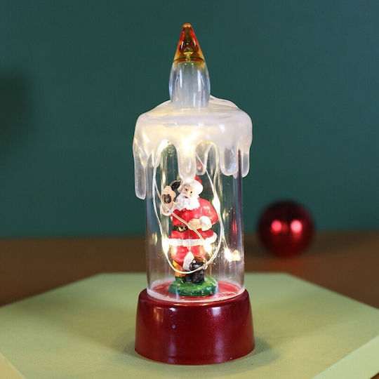 Crăciun Sticlos Lampion Roșu Baterie 13x5cm.