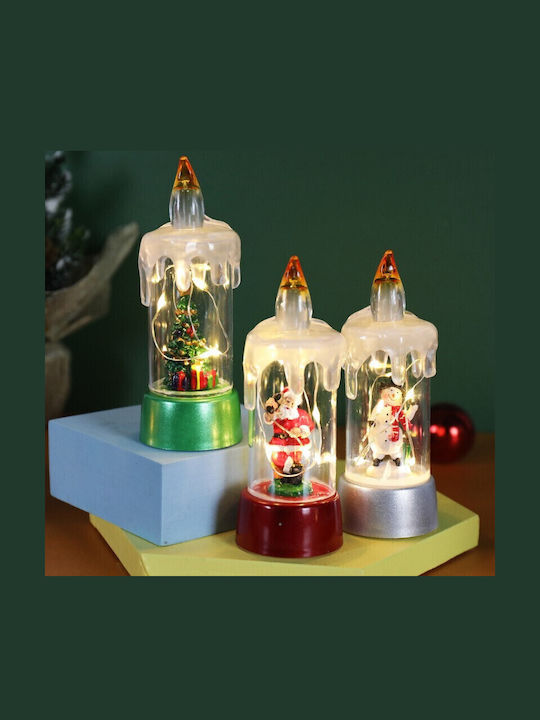 Crăciun Sticlos Lampion Roșu Baterie 13x5cm.