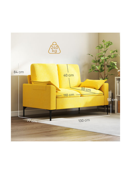 HomCom Doppelsitzer Sofa Gelb 130x77x84cm