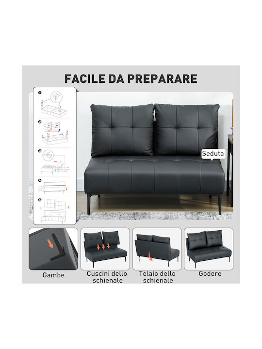 Cu două locuri Canapea Piele ecologică Negru 115x73x83cm.