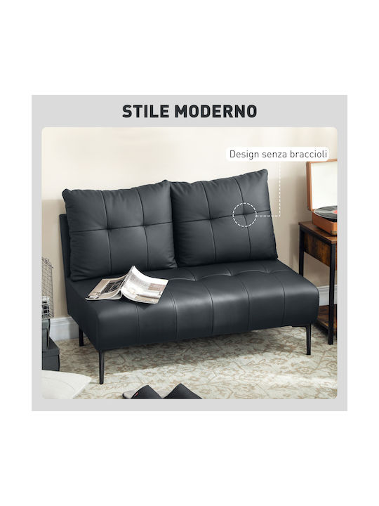 Cu două locuri Canapea Piele ecologică Negru 115x73x83cm.