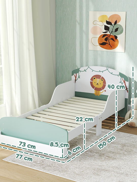 Kinderbett Einzeln Grün für Matratze 70x140cm