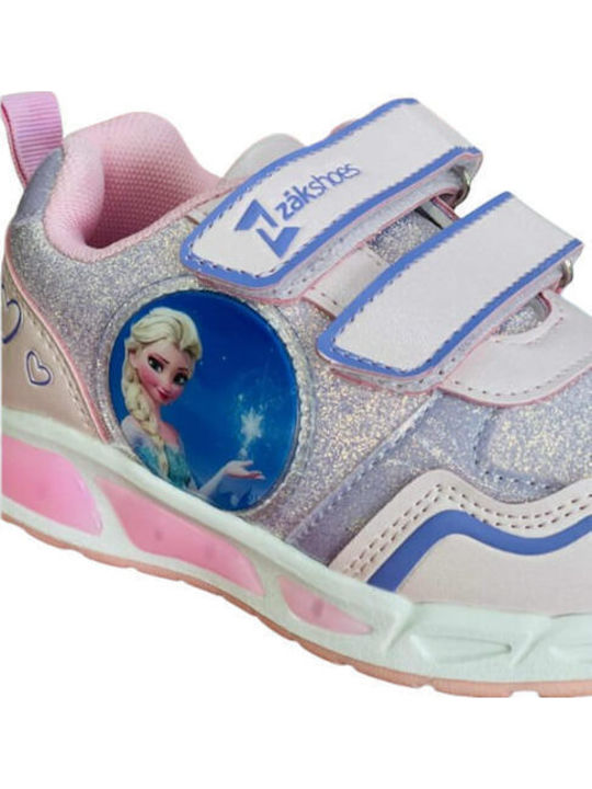 Παιδικά Sneakers με Σκρατς & Φωτάκια Ροζ