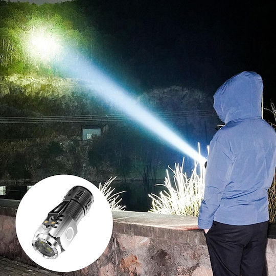 Wiederaufladbar Taschenlampe LED mit maximaler Helligkeit 500lm Silber