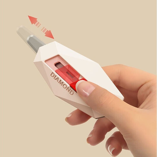Cuțit De Tăiat Flippy Cu Vârf Rotunjit Și Dințișori Tip Breloc 6.5x3.5 Cm Crem