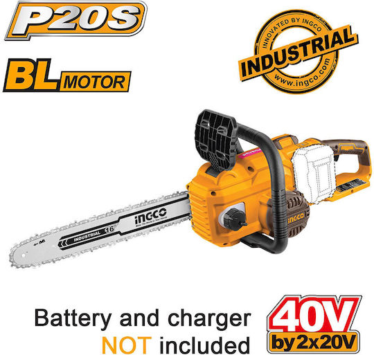 Ingco Αλυσοπρίονο Μπαταρίας Solo Brushless 40V 4.8kg με Λάμα 40cm