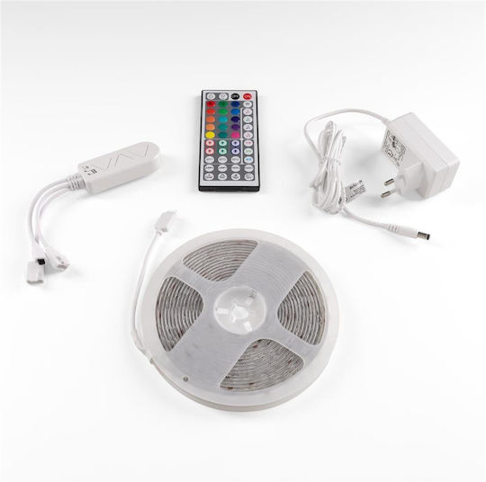 Avide Αδιάβροχη Ταινία LED 12V RGB Φως 5m με Τροφοδοτικό & Τηλεχειριστήριο