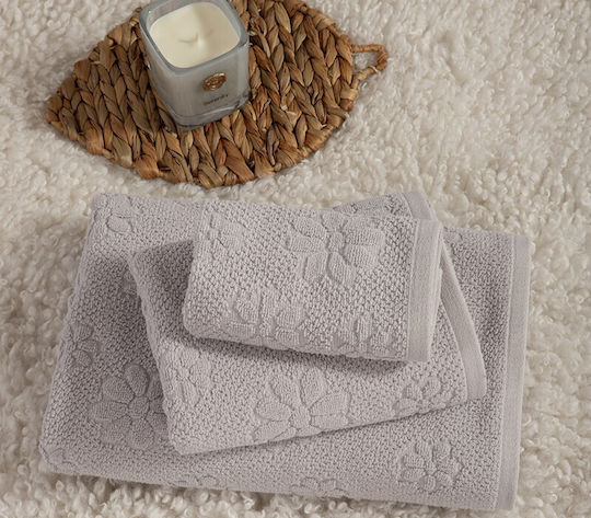 Nef-Nef Homeware Πετσέτα Χεριών Margot 30x50εκ. Grey Βάρους 550gr/m²