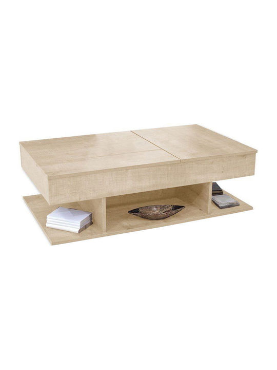 Rectangular Central Coffee Table Linda Wooden Natural W116.5xD70xH40cm