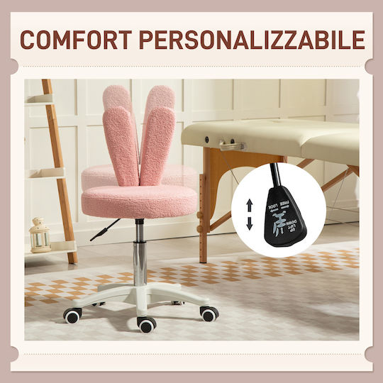 HomCom Office Chair with Adjustable Arms Pink Teddy