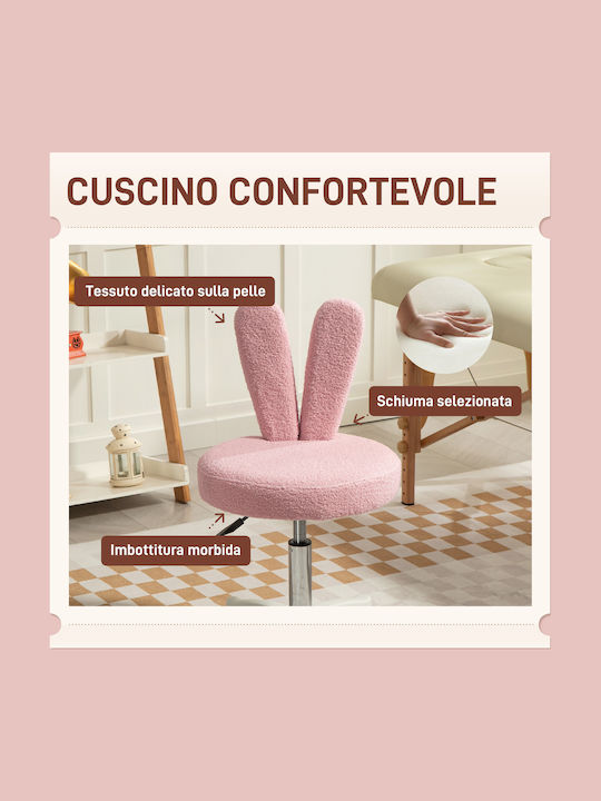 HomCom Office Chair with Adjustable Arms Pink Teddy