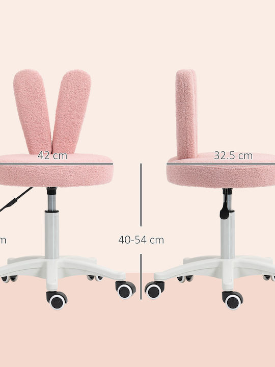 HomCom Office Chair with Adjustable Arms Pink Teddy