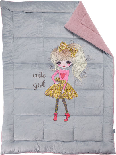 Das Home Детско завиване Единично с Холофайбърно пълнеж Fashion Girl Grey, Pink 160x220cm Das Home Детско завиване Единично с Холофайбърно пълнеж Fashion Girl Grey, Pink 160x220cm