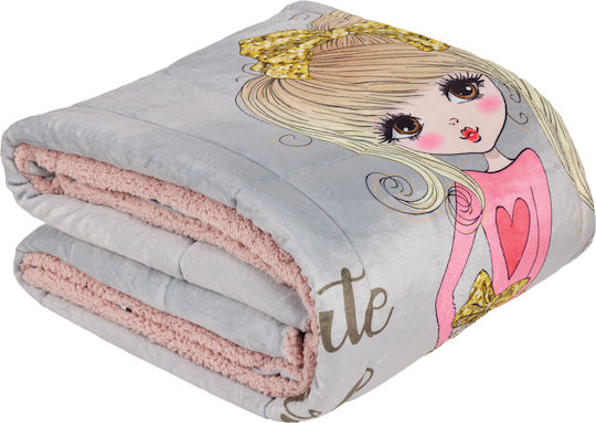 Das Home Kinderbettdecke Einzel mit Hollowfiberfüllung Fashion Girl Grey, Pink 160x220cm