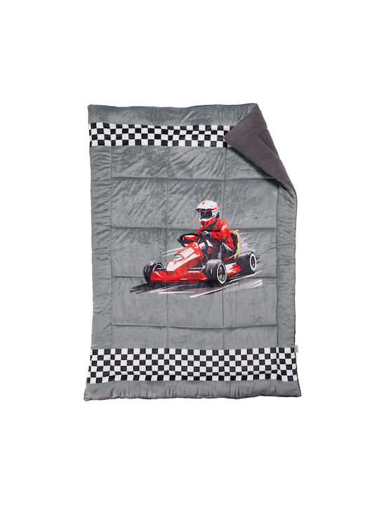 Das Home Kids Duvet Cover Single with Hollowfiber Filling Racing Fun Grey 160x220cm