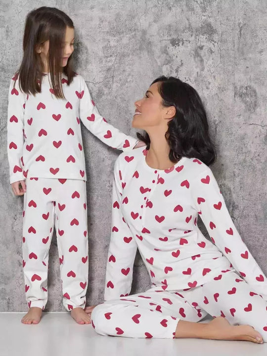Love And Bra Παιδική Πιτζάμα Βαμβακερή Κόκκινη