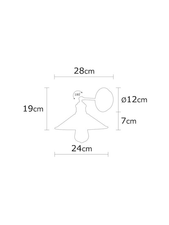 Opviq Berceste Wall Lamp with E27 Gold Socket 24x20cm