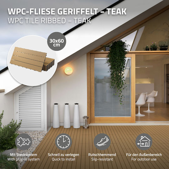 ECD Germany Material für Gartenboden aus WPC 60x30cm 1Stück