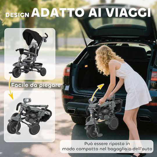 Aiyaplay Kids Tricycle Foldable Convertible with Parental Handle and Sunshade for 1-5 Years Black