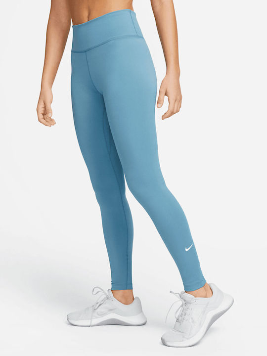 One Women's Long Training Legging High Waisted Dri-Fit Blue