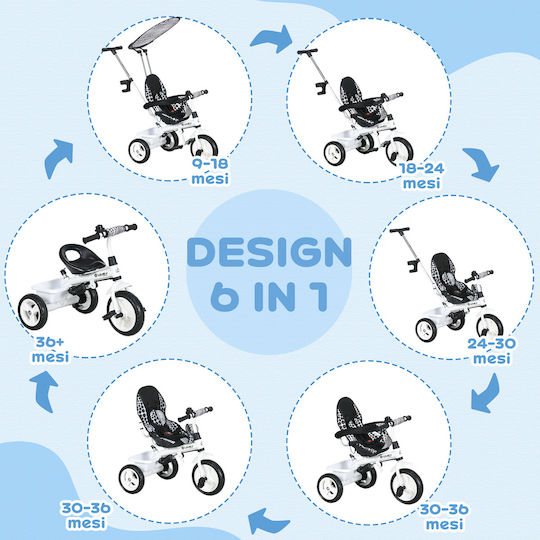 HomCom Foldable and Convertible Kids Tricycle for 1-5 Years White