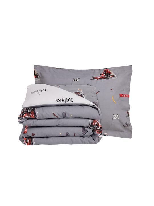Das Home 4976 Kids Duvet Cover Set Single with Cotton Pillowcase Grey 160x240cm