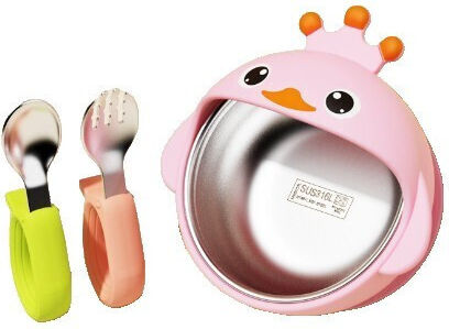 Feeding Set made of Silicone Gray 3pcs