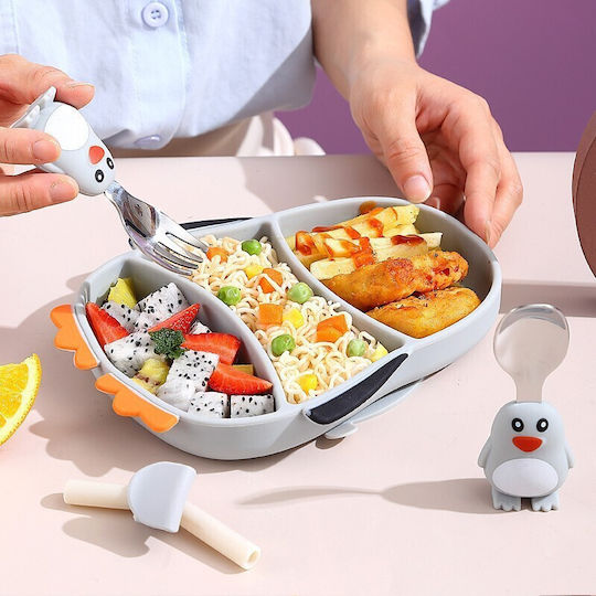 Feeding Set made of Silicone Gray 3pcs
