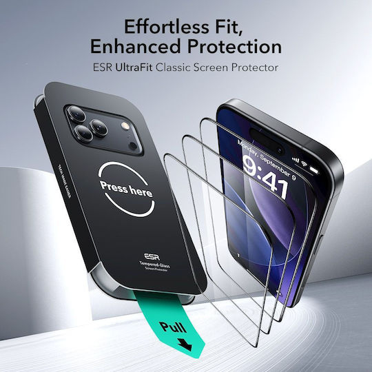 Esr Ultrafit Vollflächig gehärtetes Glas 2 Stücke Für iPhone 17 Pro Schwarz