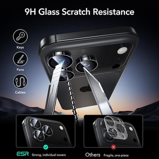 ESR Armorite Camera Protection Tempered Glass Black for the iPhone 14 Pro, 14 Pro Max, 15 Pro, 15 Pro Max, 16 Pro, 16 Pro Max, 17 Pro, 17 Pro Max