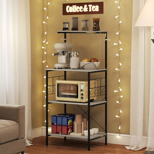 HomCom Kitchen Rack Metallic 4 Tiers Black 60x42x134.5cm