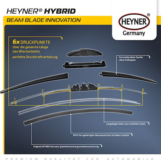 Heyner Hybrid Front Set Car Wiper Blades 600mm Passenger Wiper Length 430mm