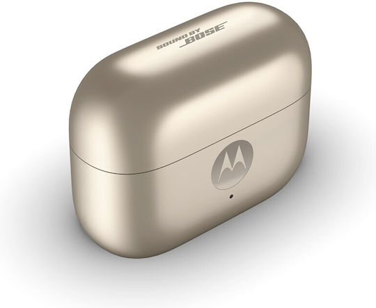 Motorola Moto Buds Loop Bluetooth Handsfree Ακουστικά με Αντοχή στον Ιδρώτα και Θήκη Φόρτισης Μπεζ