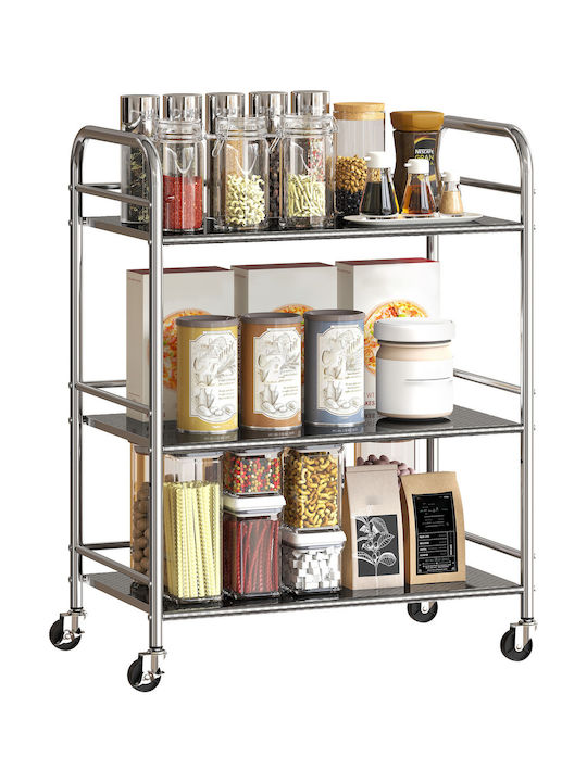 HomCom Küchenwagen Silber 60x35x77cm