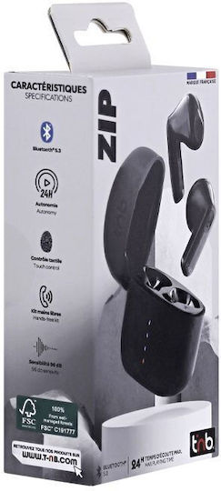 T'nB ZIP 2 In-ear Bluetooth Handsfree Ακουστικά με Θήκη Φόρτισης Μαύρα