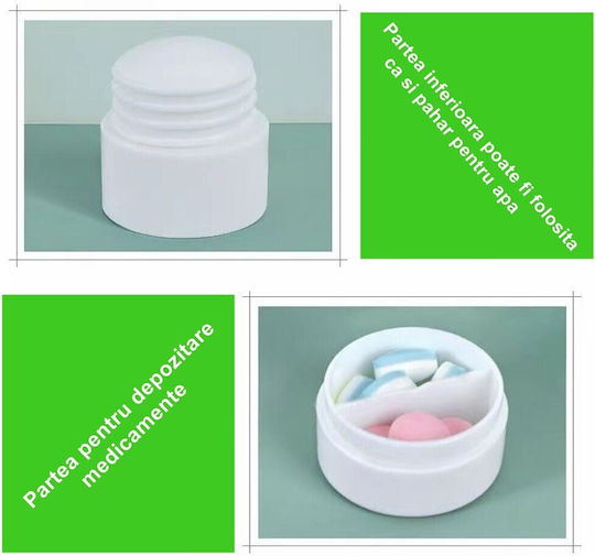 Cutie Multifuncțională Pentru Pastile Flippy 4 În 1 Pahar Apă Tăiere Zdrobire Depozitare Compactă Abs Lamă Din Oțel Inoxidabil Albă 8.7x6.2x4.1 Cm